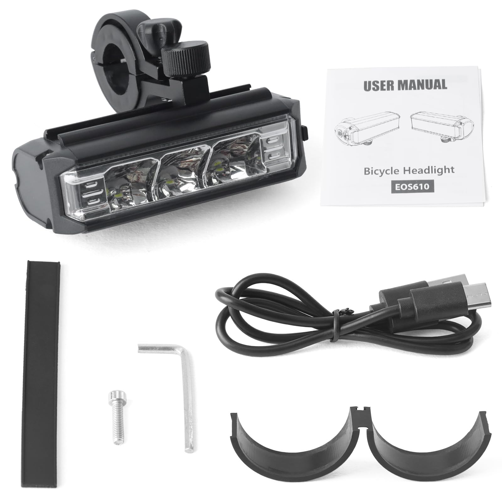 Luce LED per bicicletta compatibile con moto da cross elettrica Tuttio Soleil01, ricaricabile tramite USB, per guida notturna, luci di marcia diurna con staffa di montaggio e strumenti
