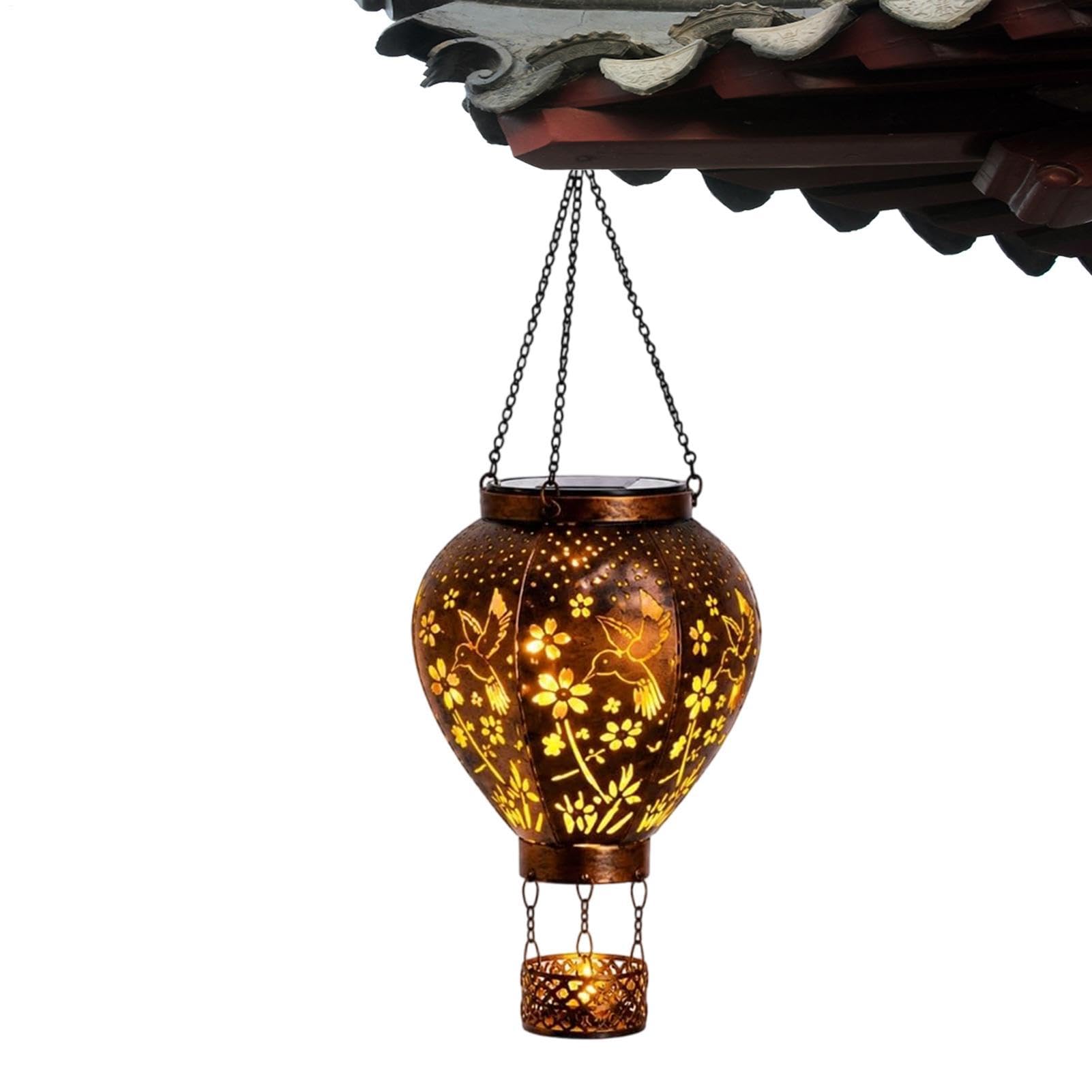Hot Air Balloon Solar Light | Hummingbird and Mushroom Waterproof Light - Solar Powered Lantern | for Patio Fence Path Wall Night Party Wedding Pool Porch Restaurant