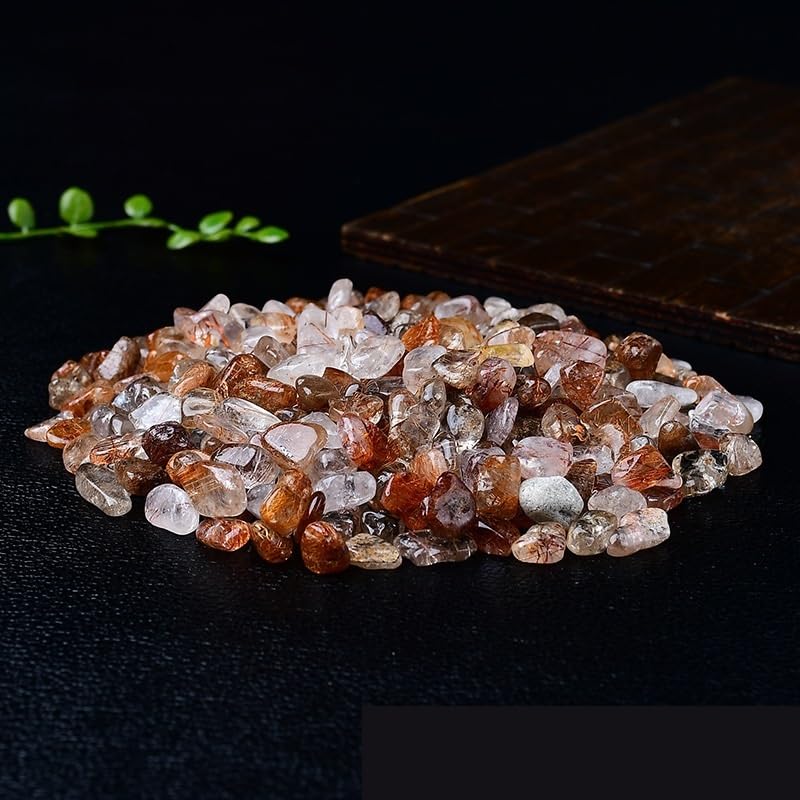 Pietra Originale per vasche da Pesca, Ghiaia di Cristallo di Capelli Rossi 5-12 mm 500 g-1000 g for Acquario, Vaso di Fiori, Paesaggio Decorativo(9-12mm1000g)