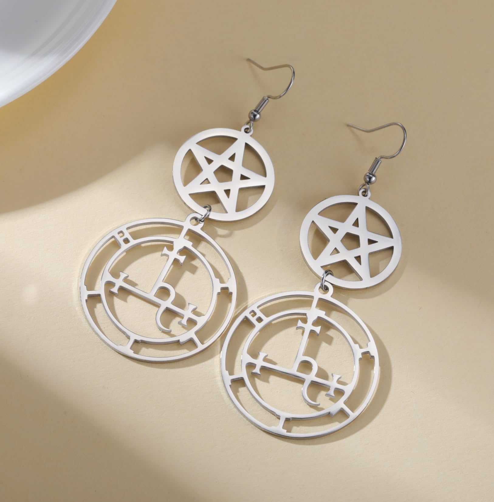 Sigilo de Lilith Pendientes colgantes para mujer Gótico Diosa Sello de demonios Símbolo de Lucifer Mitología Joyería pagana