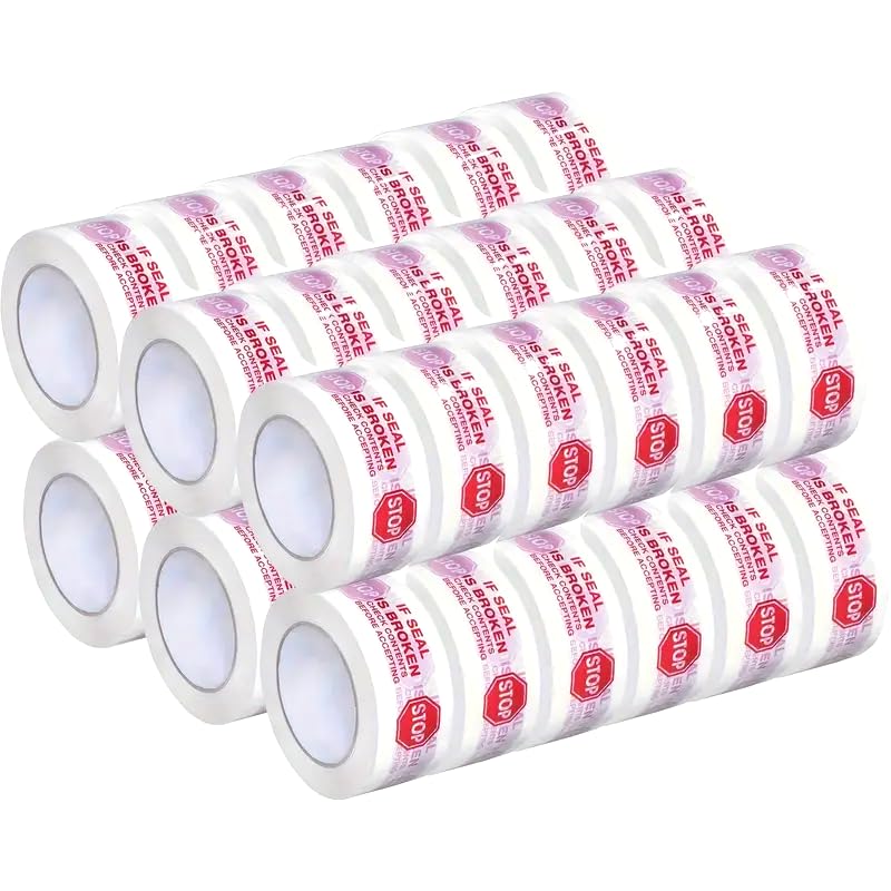 Stop Sign Sealing Tape,IF Seal is Broken or Damaged Check Contents Before Accepting, (36 Rolls, 2 inch x110 Yard) Heavy Duty Packing Tape for Moving,Sealing,Office