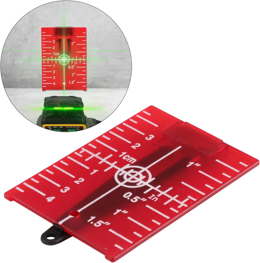 MOETER Laser Target Plate, LT02R, Red, Magnetic Floor Target Card with Stand, Reflection Target Plate for Alignment Laser Level