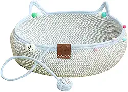 Stgfyxgs Cama para gatos feita à mão, cesta arranhadora, cama fofa portátil para gatinhos, arranhador para gatos, S