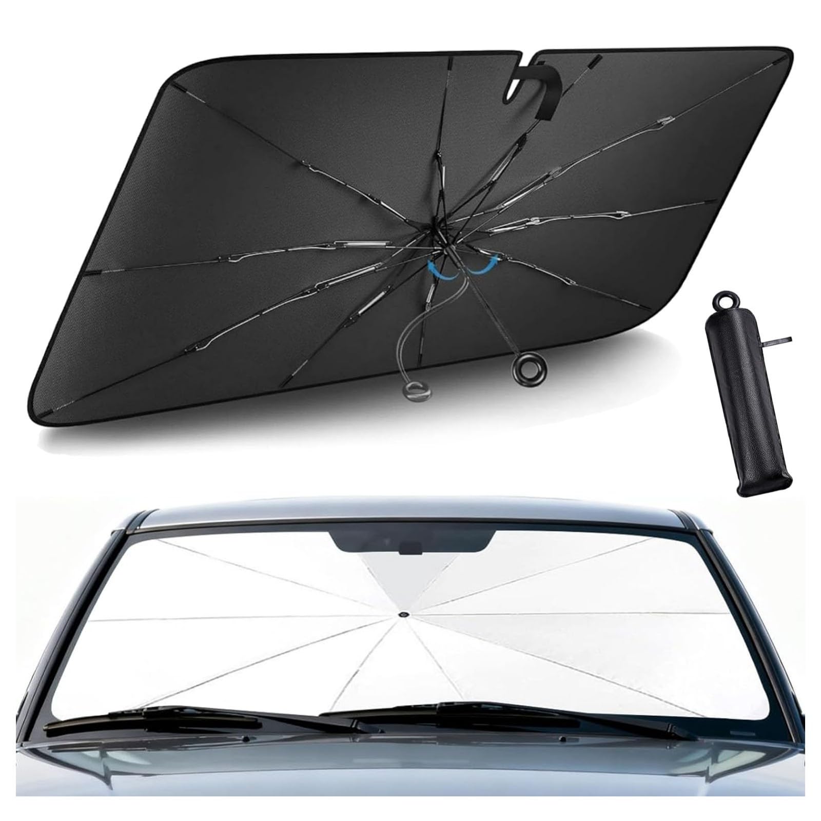 Parasol Coche Delantero para Mercedes SLK/CLK,PRetracción Automática con un Botón, Sin Arañazos 99% Bloqueo UV Revestimiento Titanio-Plata, Universal para Berlina SUV MPV