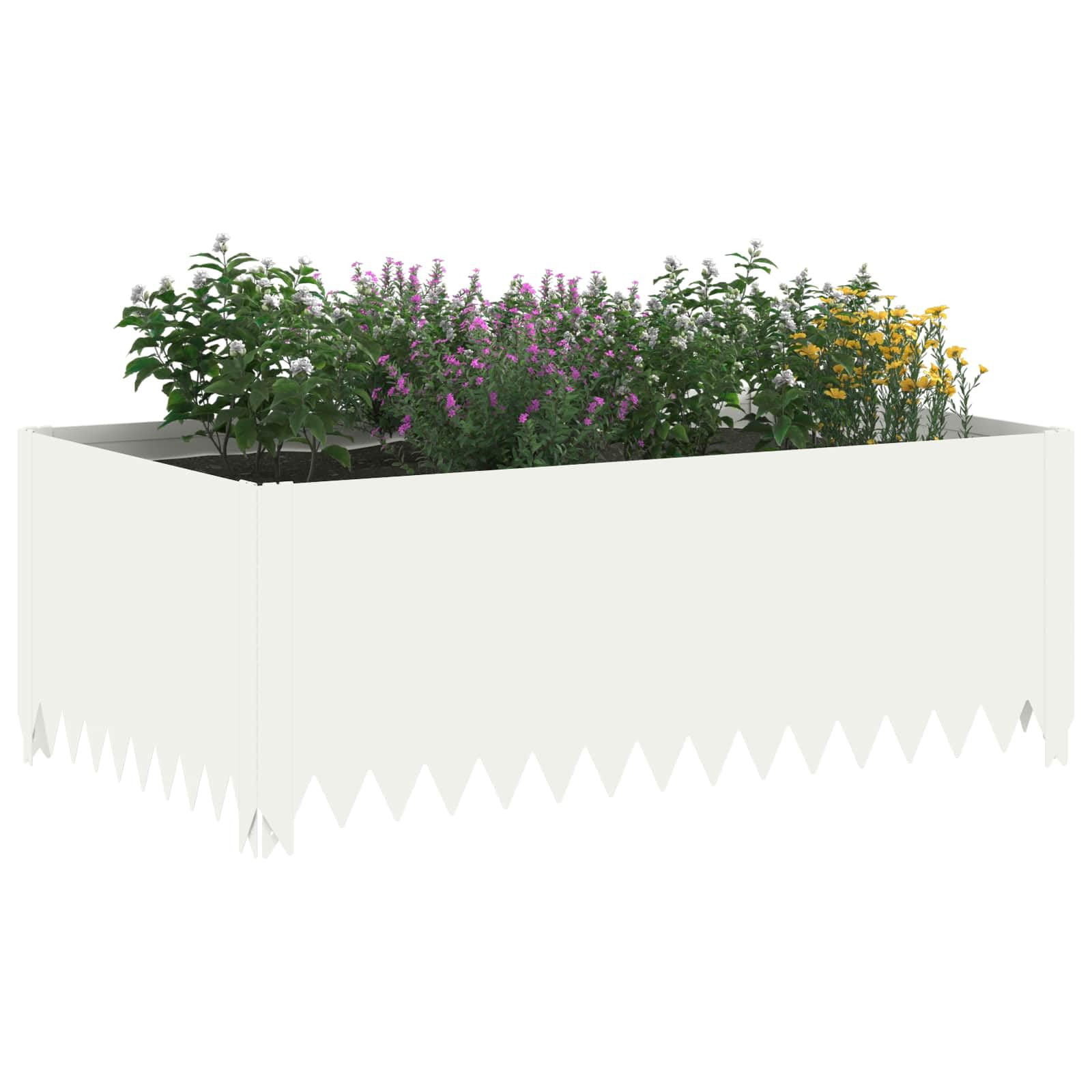 Gazonrand 4 szt. 100 x 60 x 35 cm stal biała