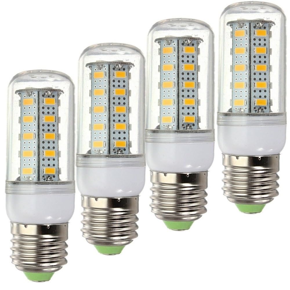 NXCVBNKZJ KJXP Lighting, Pack of 4, LED Corn Bulb AC220V G9/GU10/E14/E27 5W 550lm 36x5730SMD Warm/Cool White Light LED Globe Bulbs(White,E27)