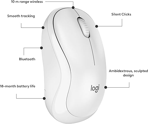 Miniatura 7 de Logitech M240 Silent Bluetooth Mouse, Wireless, Compact, Portable, Smooth Tracking, 18-Month Battery, for Windows, macOS, ChromeOS, Compatible with