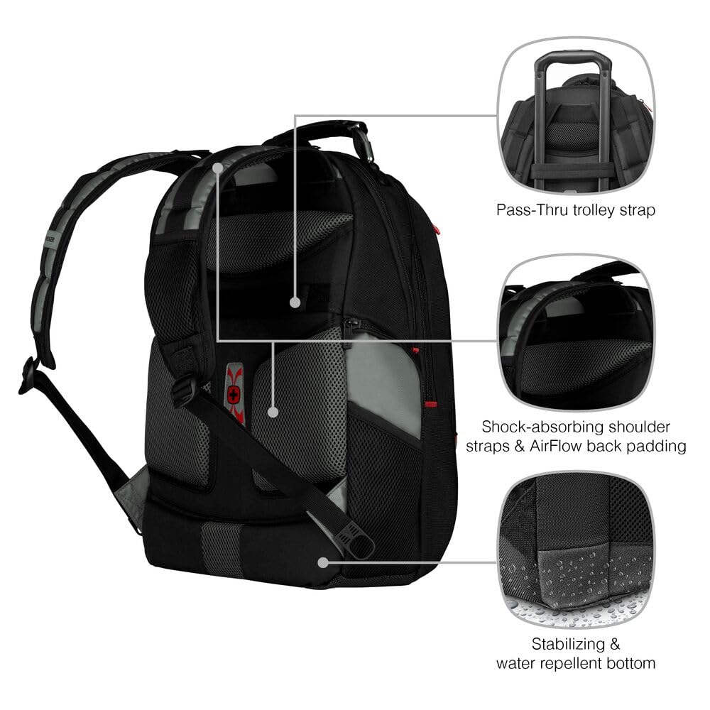 WENGER Zaino Porta PC Pegasus con Tasca per Tablet, Notebook 17”, Tablet 12”, Organizer, 25 l, Uomo Donna, Ufficio Viaggi di Lavoro Università, Grigio, 600639
