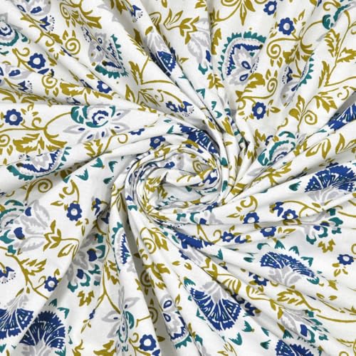 Image of ElanorHomes 240 TC Cotton Double King Size Bedsheet | Ultra-Soft & Skin-Safe | Breathable Summer Comfort | 93x108 inches with 2 Pillow Covers (Blue Shalimar Jaal)