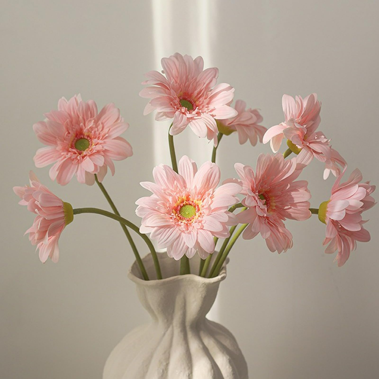 JHUAJISFC 5 Pack Artificial Gerbera Daisy Flowers, Tall 24.4" Fake Daisies Real Touch Silk Flowers with Faux Stems for Vase Indoor Home Decor, Wedding Bouquets for Bride