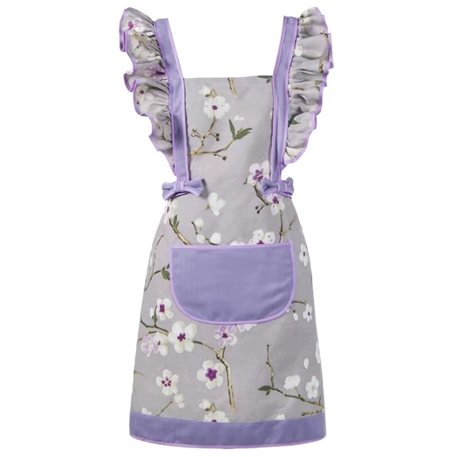 Fartuch Kuchenny Damski Bawełniany Fartuch Regulowany Fartuchami Dla Kobiet Z KieszeniamiPurple,One Size