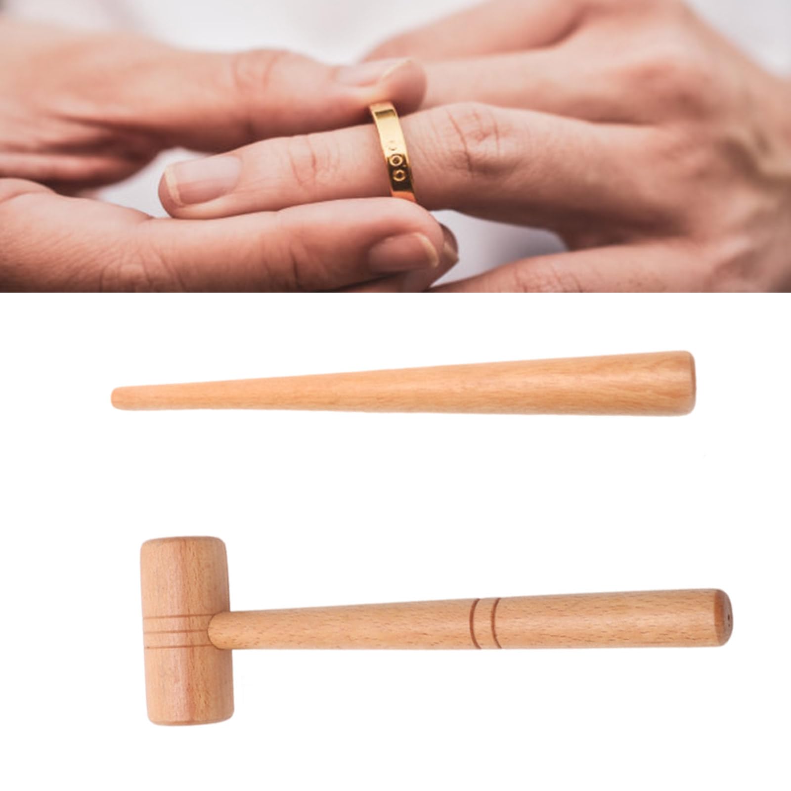 Jewelry Making Wood Hammer Jewelry Repair Hammer Rings Size Adjuster Wood Texture Rings Shaping Tool Suitable for Rings