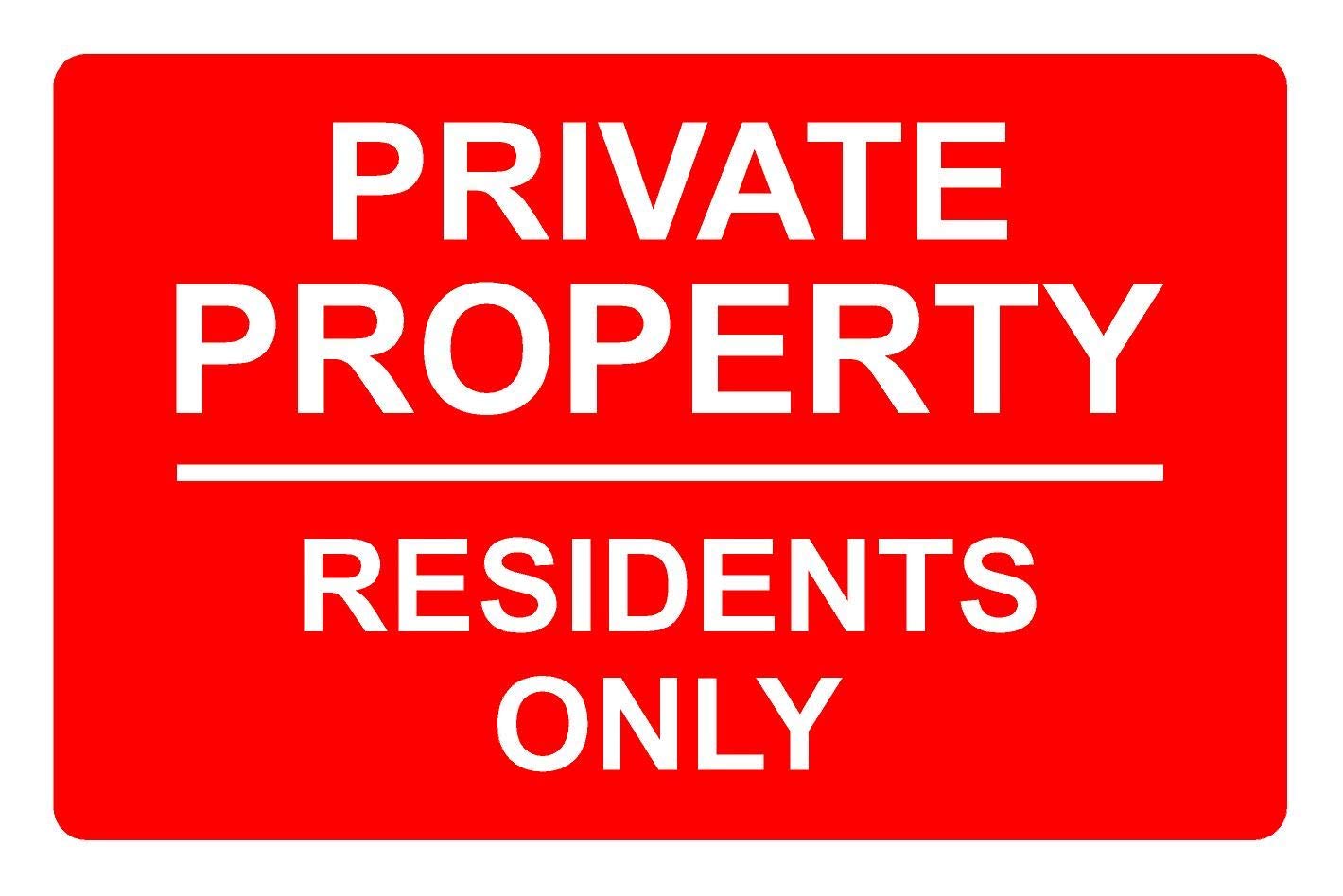 Onpoint Red/White Private Property Residents Only Aluminium Composite Sign 300Mm X 200Mm
