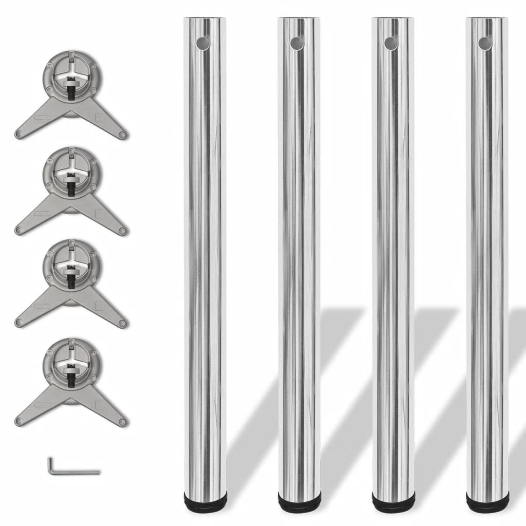 4 Patas de Mesa Ajustables en Alturas, Patas Mesa, Patas Mesa Escritorio, Patas Regulables, Patas para Muebles, 710 mm Color Cromo