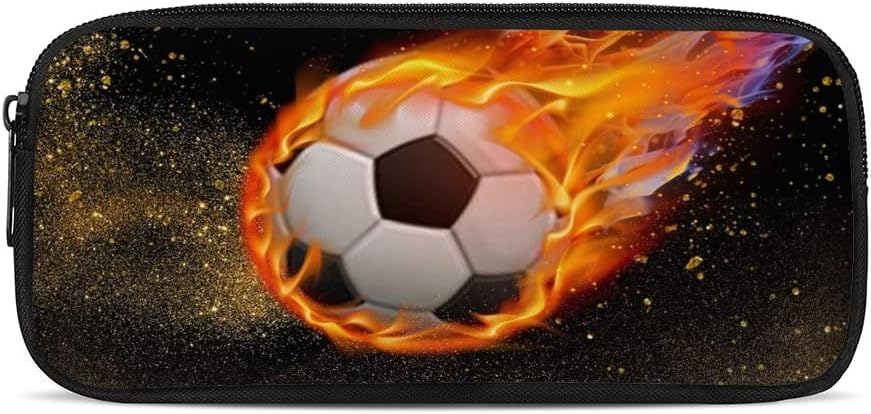 Coloranimal Fire Football Pencil Case Boy Pen Holder Box Zipper Stationery Storage Case Cosmetic Pouch