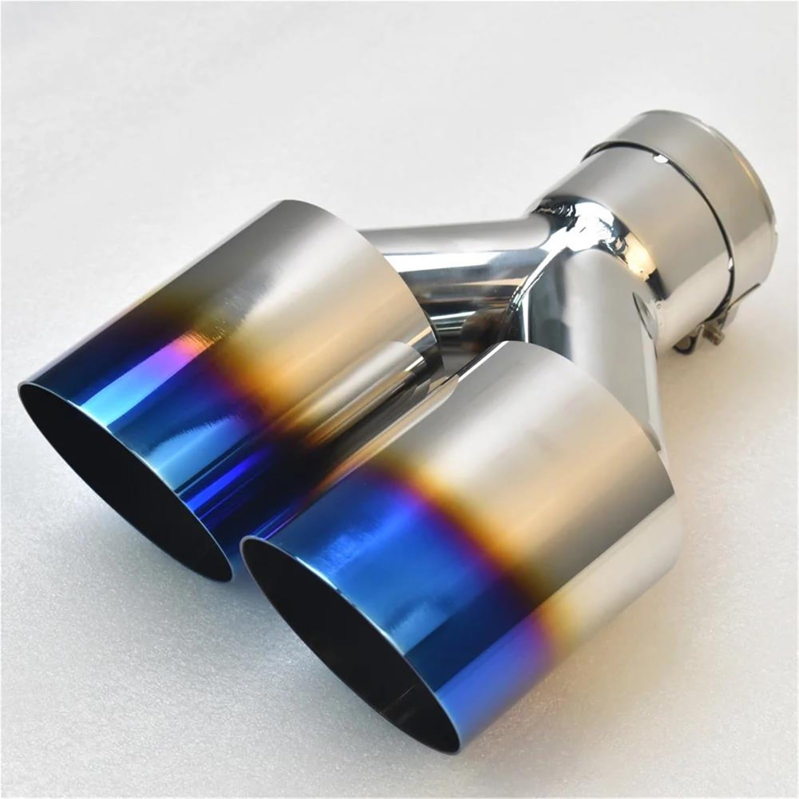 Generico Terminali Scarico Silenziatore Scarico Posteriore Doppio Cilindro Importazione Universale Automobili Acciaio Inossidabile 304 Lega Titanio Esportazione(70MM in- 89MM out)