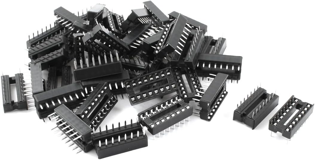 Sourcingmap 40pcs 2.54mm PCB Board 2 Row 16-Pin DIP Solder Type IC Socket Adapter