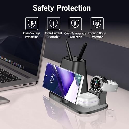 Miniatura 6 de Cargador inalámbrico 4 en 1 con certificación Qi estación de carga inalámbrica rápida para Samsung Galaxy Watch 5 Pro43Active 2Gear S3Sport base de