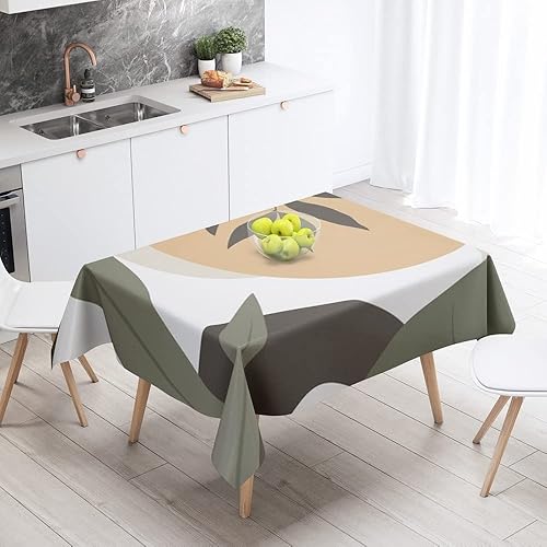 Miniatura 3 de NUER Rectangular Tablecloths Tropical Plants Leaves Moon Brown Green Elegant Kitchen Decor Waterproof Anti-Stain Mantel Mesa A8 140x210cm