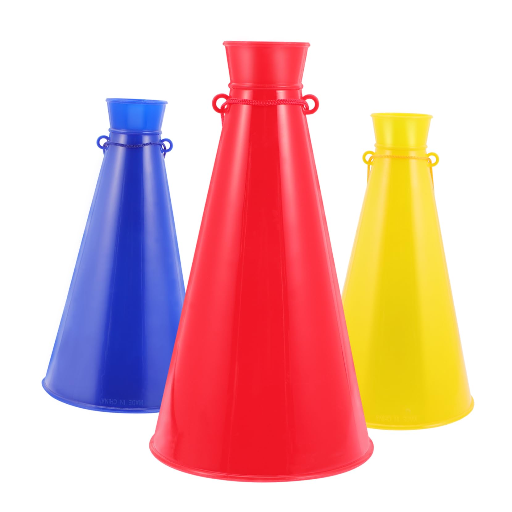 BRIGHTFUFU 3Pcs Plastic Trumpets for Vibrant Colored Stage Props for Parties Festivals and Events Safe Material Cheerleading Fun for Boys