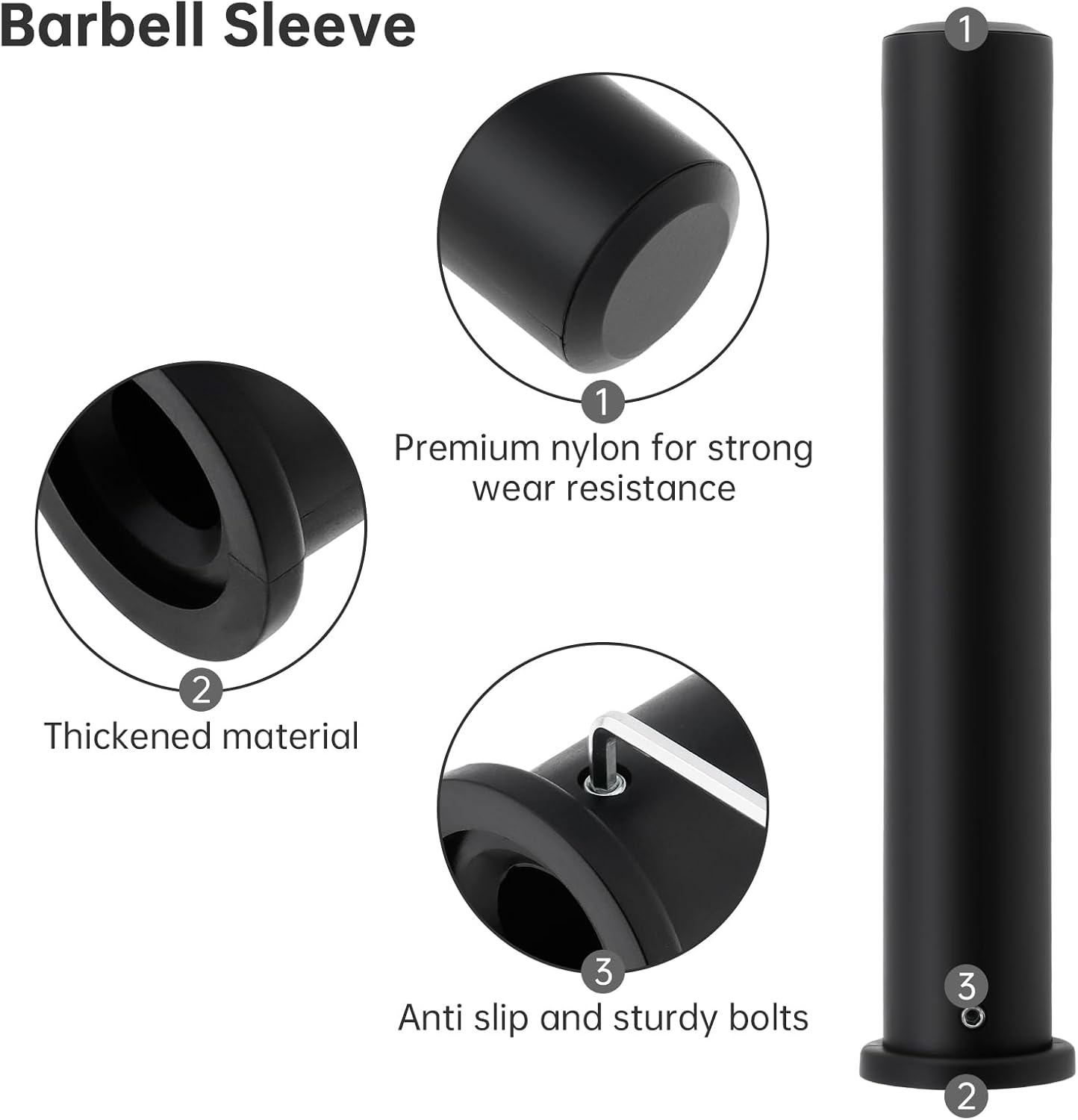 1-inch to 2-inch Standard Olympic Adapter Sleeves | Heavy-Duty Nylon Converters for 11 in Lengh Standard Barbells and Dumbbells, 600 lbs Capacity, Includes Sleeves & Wrenches