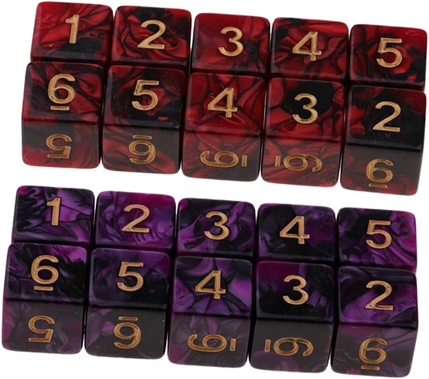 20 Pieces Polyhedral Dice Set D6 Dice 16mm Acrylic 6 Sided Dice Game Dice for Dungeons and Dragons RPG MTG DND Dice Table Games (Blue Purple and Red Blue)