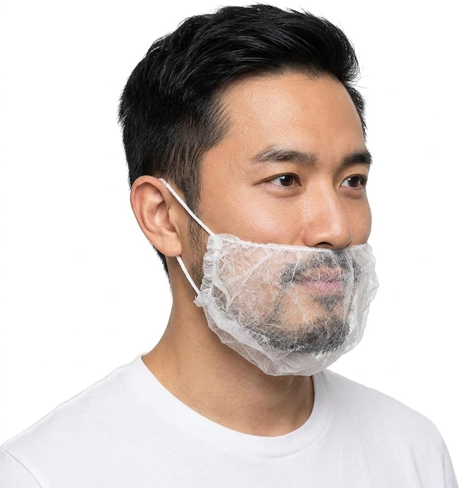 PENTAGON SAFETY EQUIPMENT 100 Pack Disposable Beard Covers, Beard Nets for Food Service