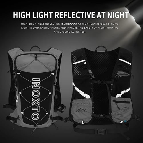 Miniatura 5 de INOXTO Mochila de hidratación, mochila de agua con bolsa de agua a prueba de fugas de 2 litros, chaleco de hidratación para hombre, mochila para