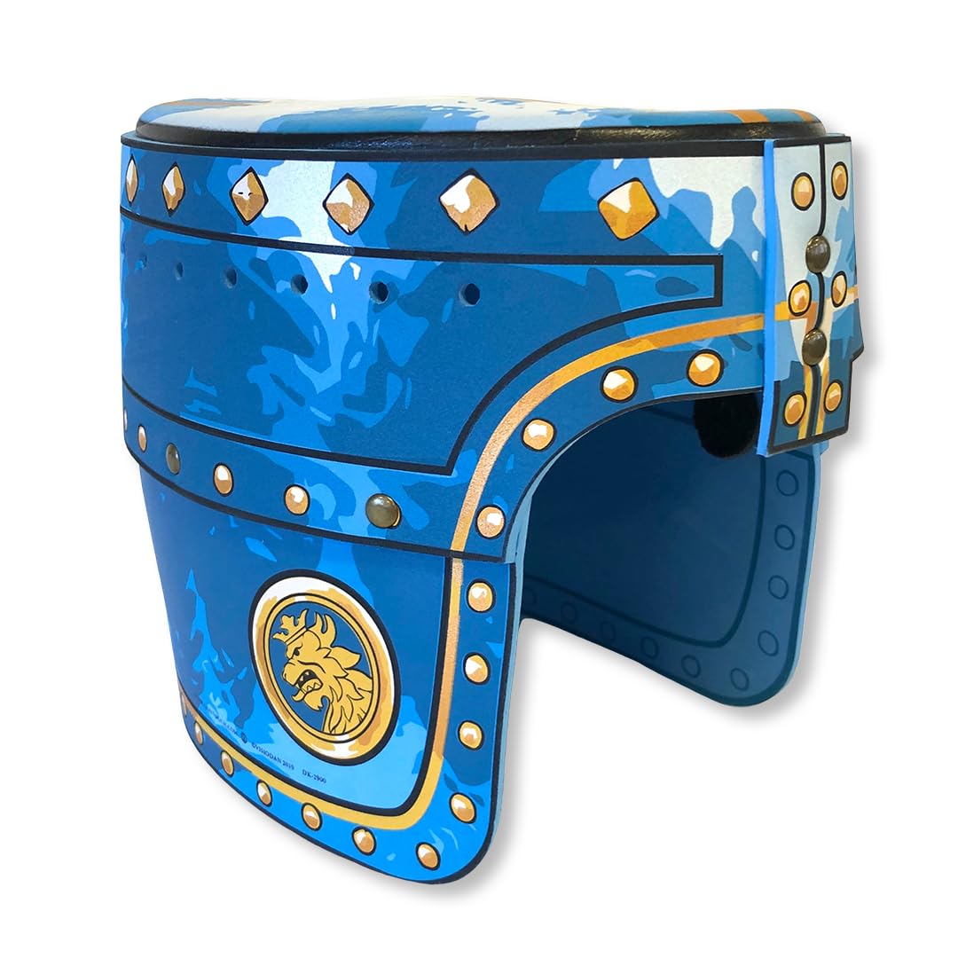 Liontouch - Noble Knight Helmet, Blue | Medieval Pretend Play Toy in Foam For Children With Golden Lion Decoration | Durable & Safe Armour Accessory for Dress-Up & Knight Costumes for Boys