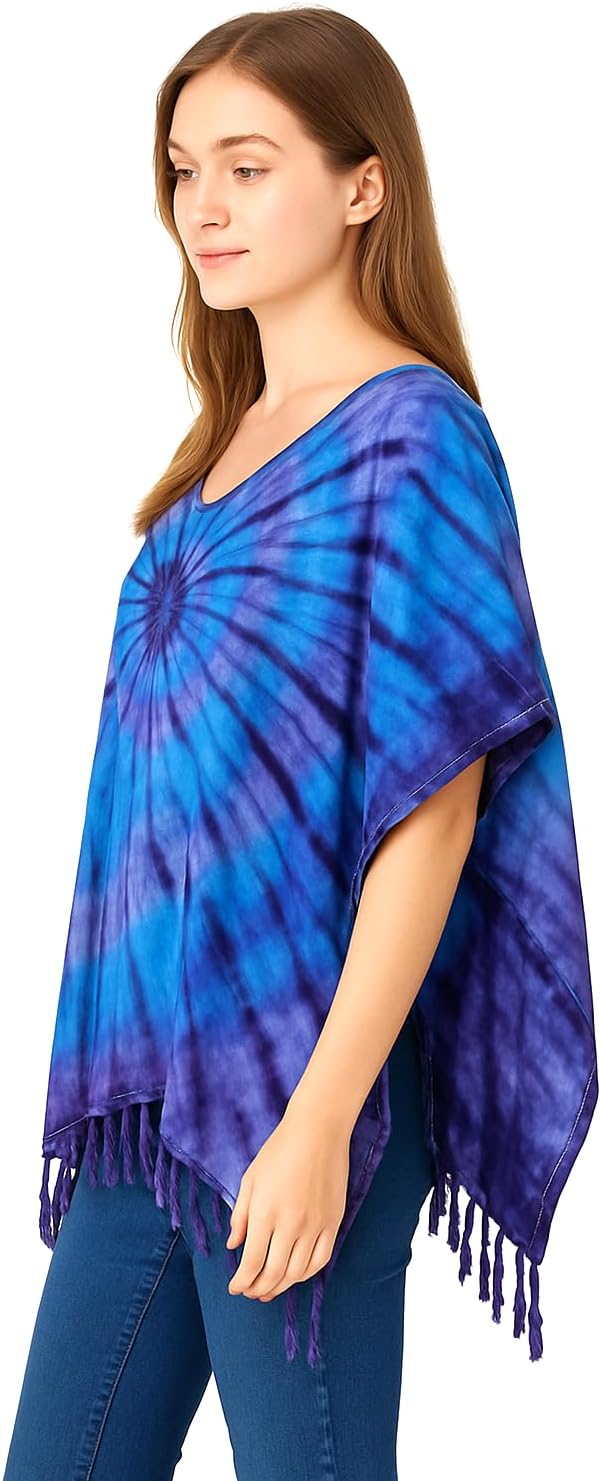 ATM Tie Dye Poncho Caftan Kaftan Blouse Tops Cover Up Real Handmade Plus size