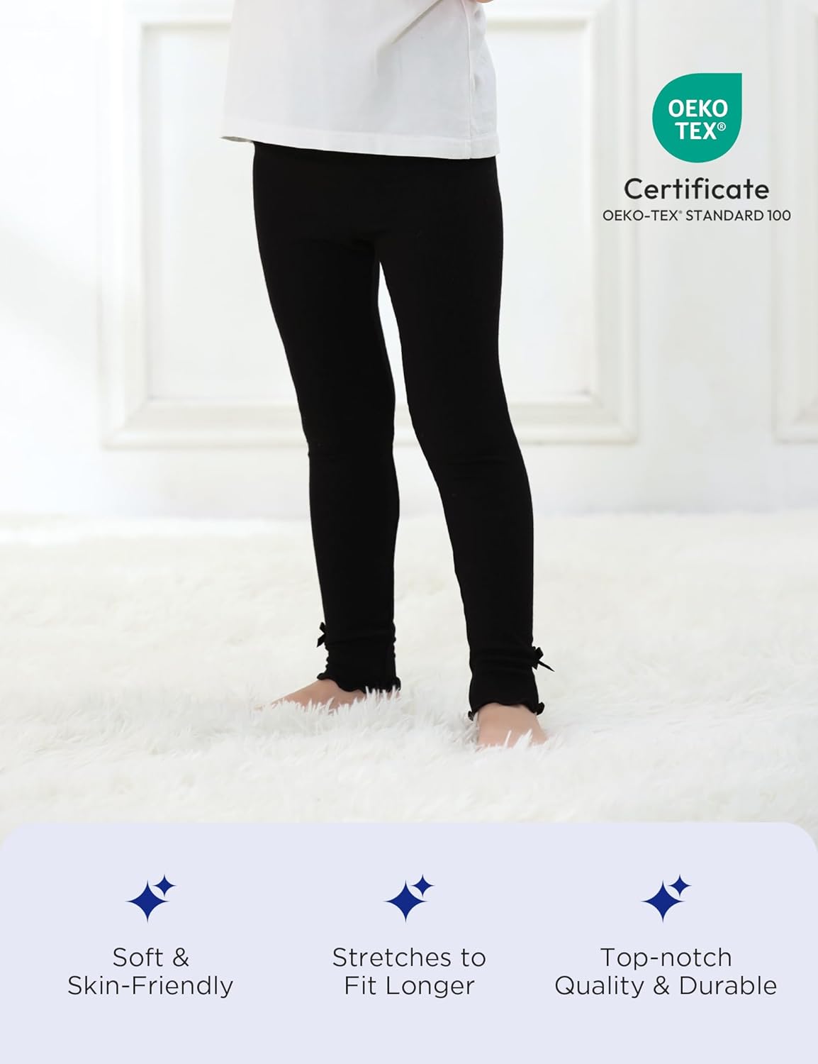 Toddler Girls Leggings 2-Pack Bamboo Viscose Little Girls Casual Stretch Pants - Image 3