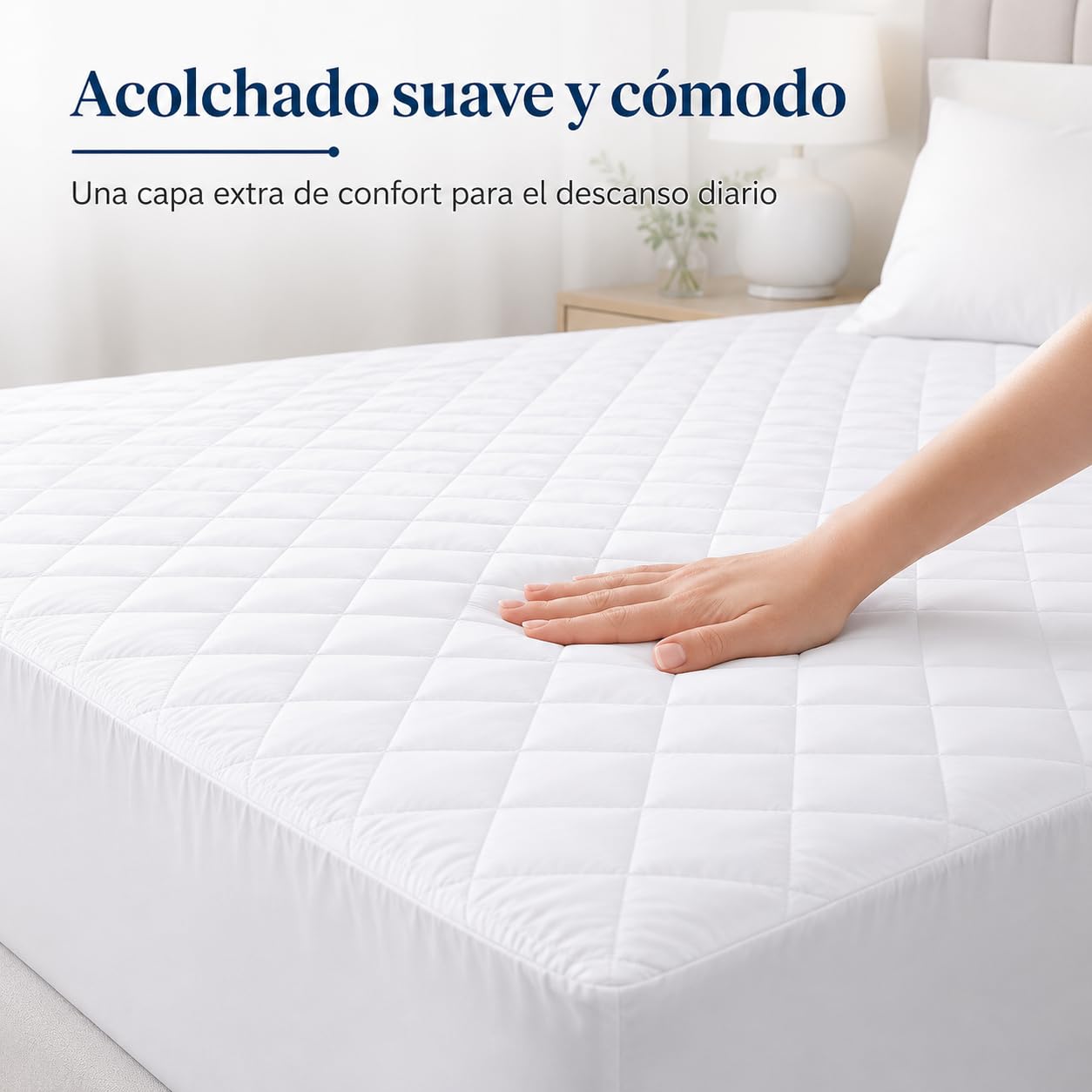 Protector Colchón Acolchado Impermeable 180x190/200 cm, Cubrecolchón con Relleno de Fibra, Transpirable, Silencioso y Ajustable hasta 30 cm, Suave, Antiácaros y Lavable