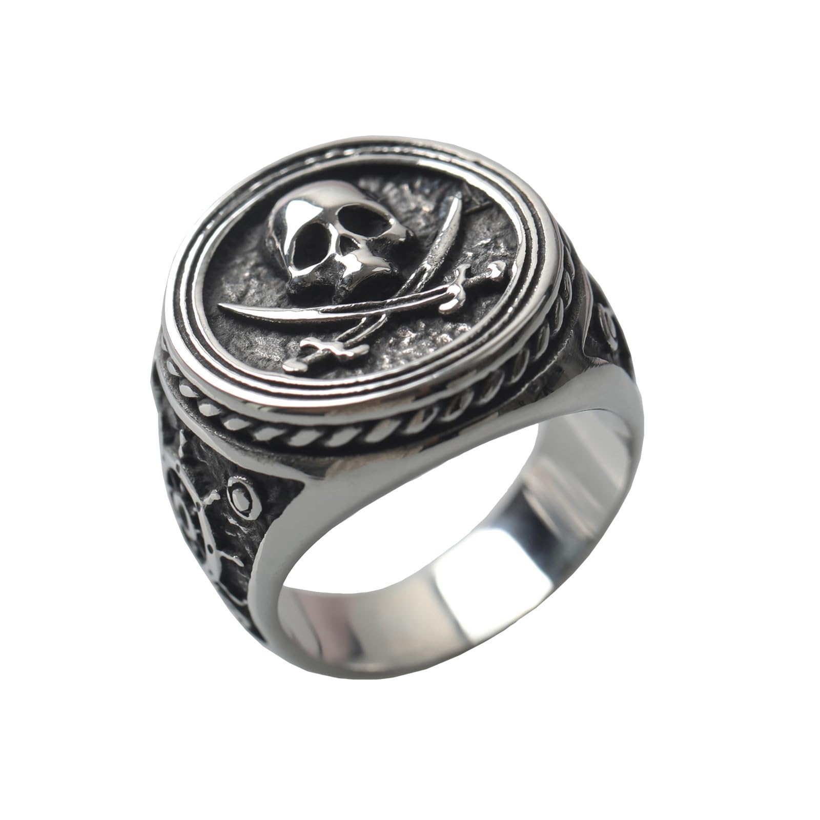 VELESAY Anillos Hombre Acero Inoxidable Anillo Vintage Gótico Calavera Anillo Punk Rock Skull Anillo Biker Cráneo Anillo Calavera Mujer Anillos Joyería Hombre Calavera Anillos