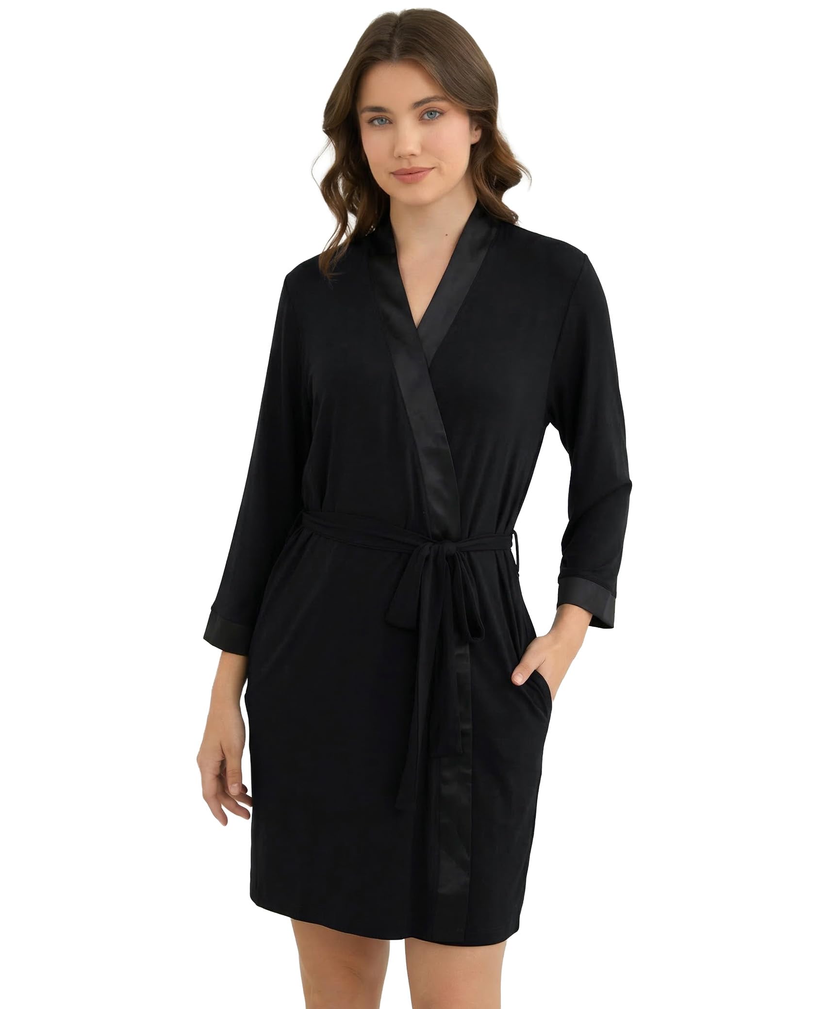 GYS Bamboo Viscose Robe for Women Light Kimono Bathrobe with Pockets