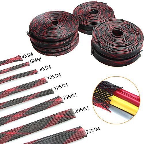 Guaina Cavi,Raccogli Cavi 10M 20M PET Guaine for cavi espandibili Isolamento BraidedSleeving Protezione cavi Pressacavo 4/6/8/10/12/15/20/25mm (Size : 25mm, Color : 20M)