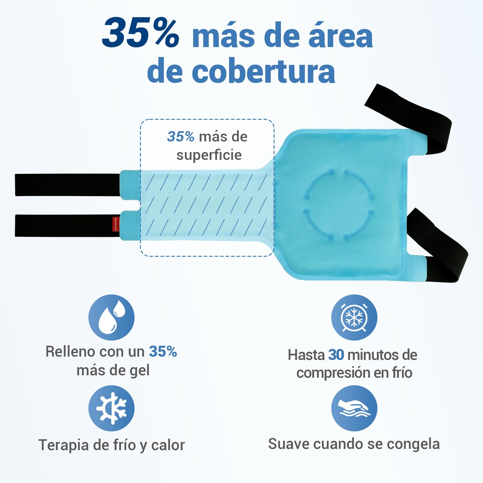 Comfytemp Bolsa de Hielo para Aliviar el Dolor de Rodilla, Bolsa Gel Frio Reutilizables, Terapia de Frío o Calor, para Lesiones en La Rodillas, Contusione, Hinchazón, Cirugía de Reemplazo de Rodilla