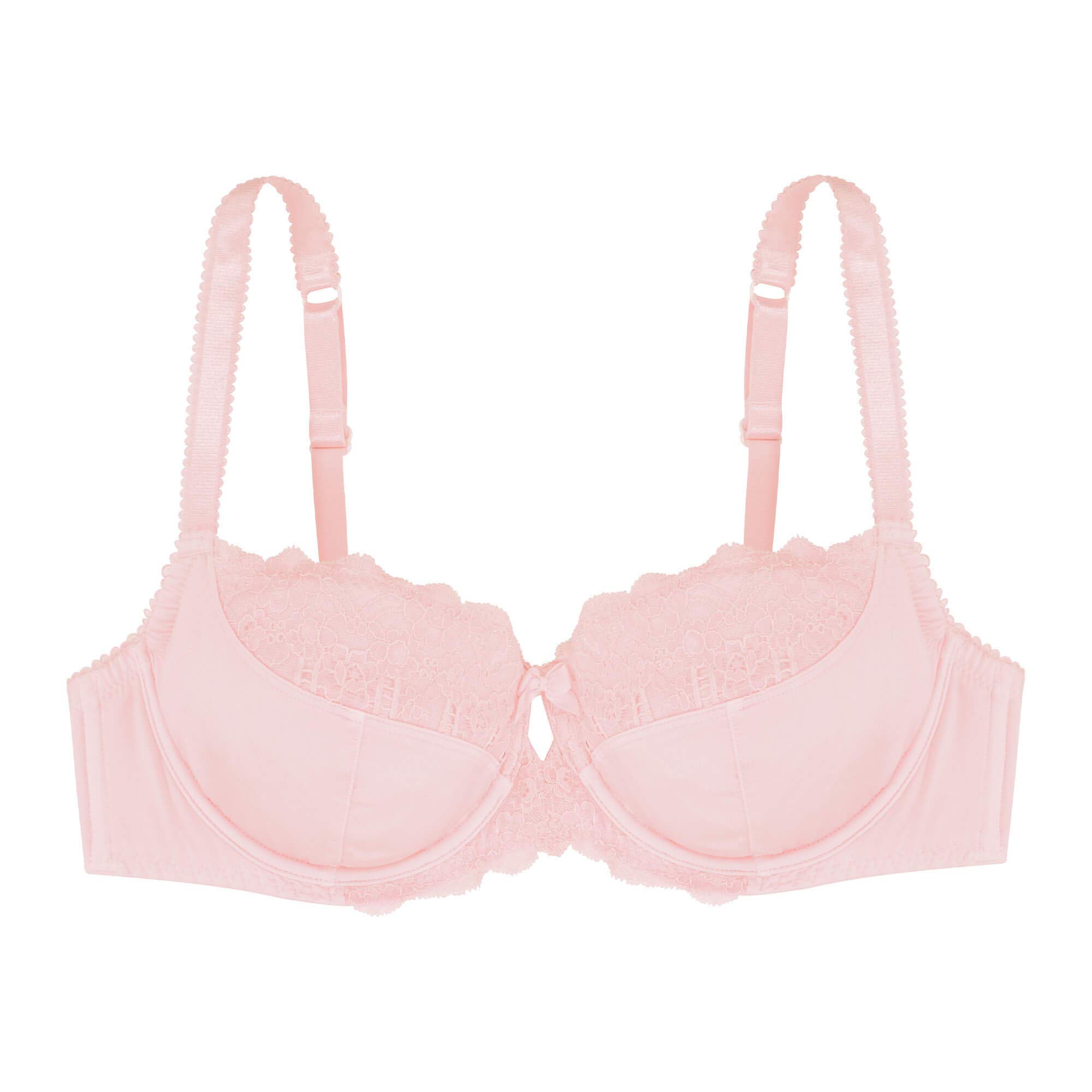 DORINACeline Lace Demi Bra, Full Cup Unlined Non Padded Underwire Everyday Bras for Women Plus Size D17456A - Pink - 40F