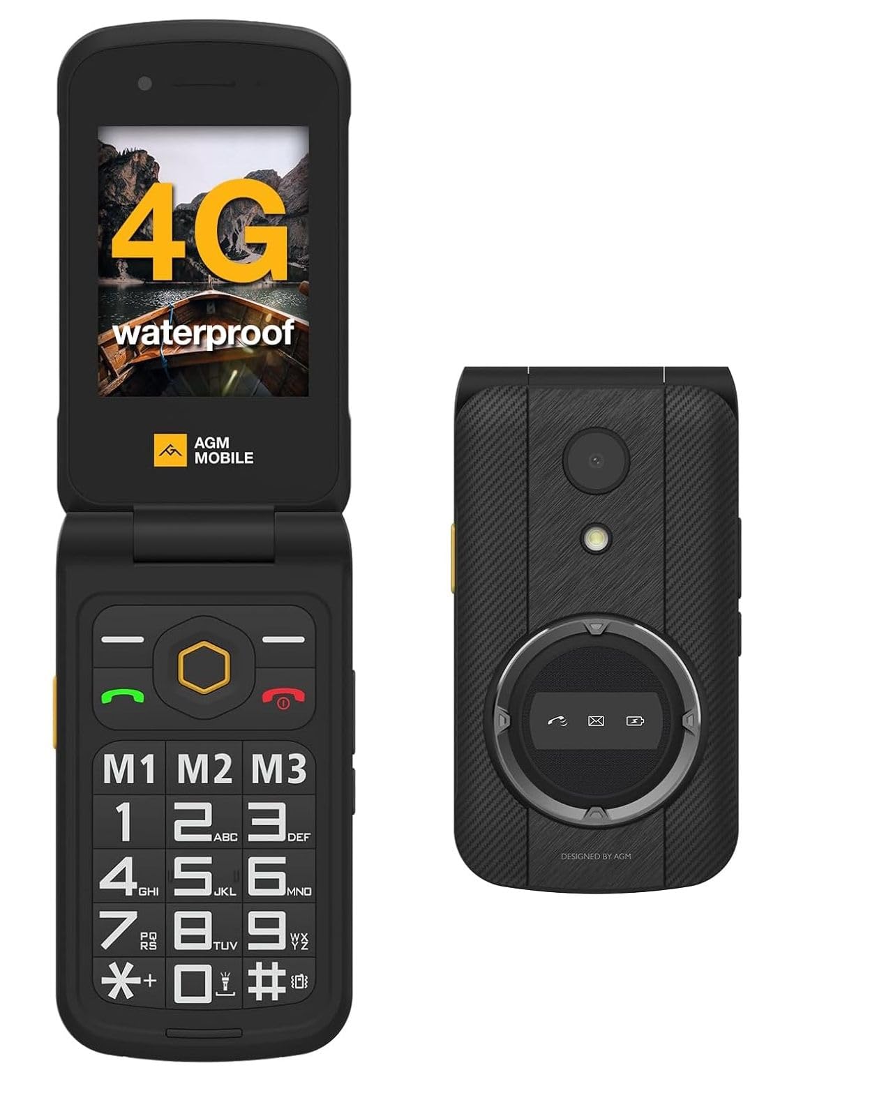 Cellulare Flip 4G per Anziani, Volume Alto, Compatibile Apparecchi Acustici M3 T3, Grande Display, Tasti Grandi, Pulsante SOS, Batteria Lunga Durata, Impermeabile Antiurto Militare IP68, Dumb Phone