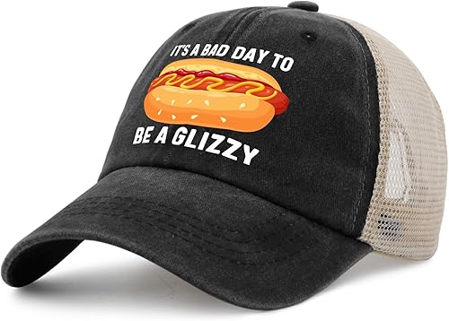 Miniatura 2 de Sombrero para amantes de los perros calientes con texto en inglés "It's A Bad Day to Be A Glizzzy", gorro de moda para mujer, AllBlack1