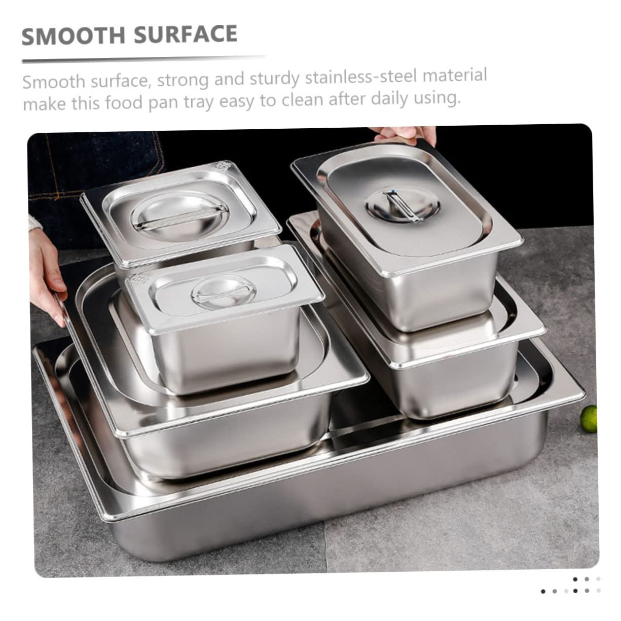 Mikinona Porta Cibo e Anti Macchie in Acciaio Inossidabile con Coperchio da Buffet e Angoli Arrotondati Design Semplice Facile da Pulire per Caffetterie e Pasticcerie