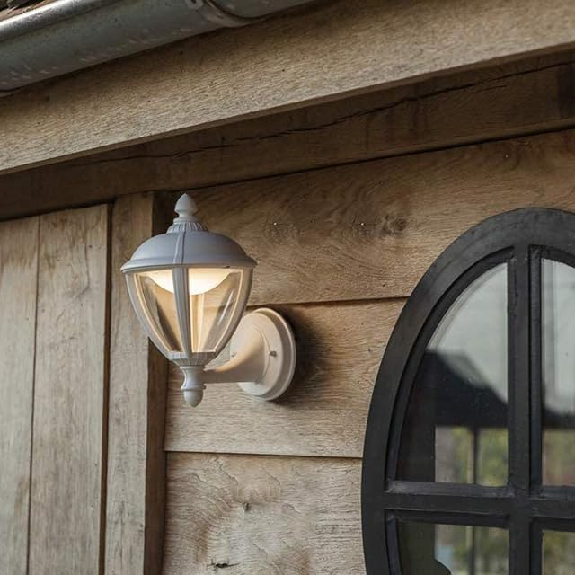 CGC White Coach Lantern Traditional Wall Light Outdoor Garden Patio Shed Conservatory Garage Driveway Doorway