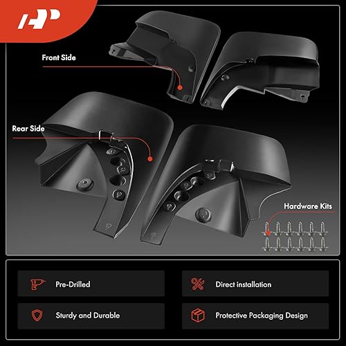 Miniatura 3 de A-Premium Juego de 4 guardabarros con accesorios compatibles con Toyota Tundra 2007-2021, se adapta sin guardabarros, delantero y trasero (lado del