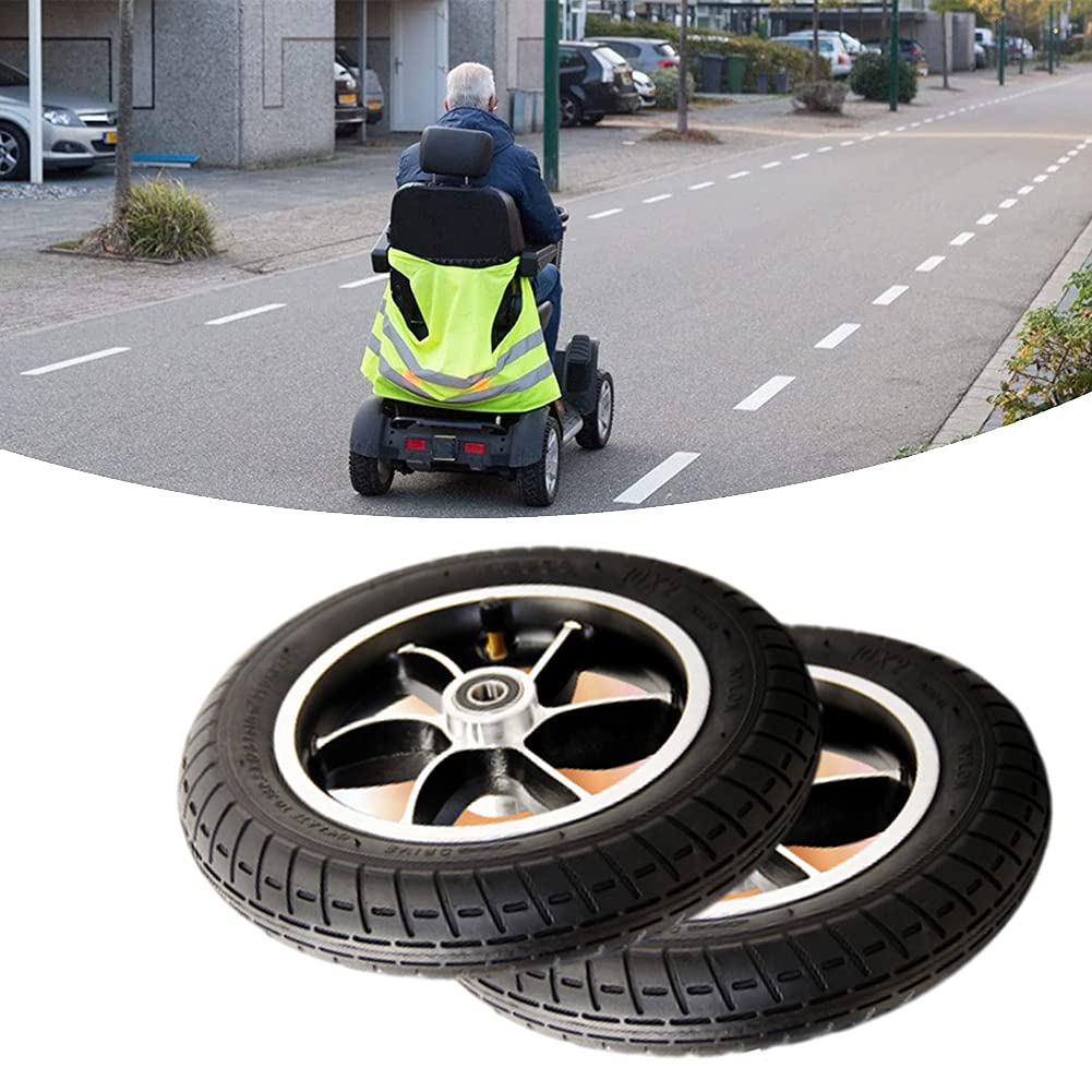 Rueda Delantera para Silla de Ruedas de 2 Piezas de 10 Pulgadas, Ruedas de Repuesto Inflables Negras, Neumático de Goma Antideslizante para Reemplazo de Silla de Ruedas Eléctrica
