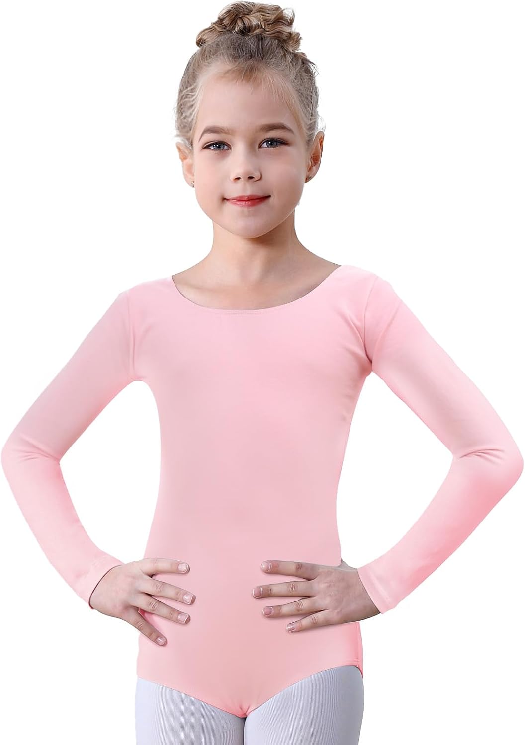Body Danza Classica A Maniche Lunghe Per Bambina - Cotone Elastan Per Balletto E Ginnastica (Taglie 110-170) - Foto 10