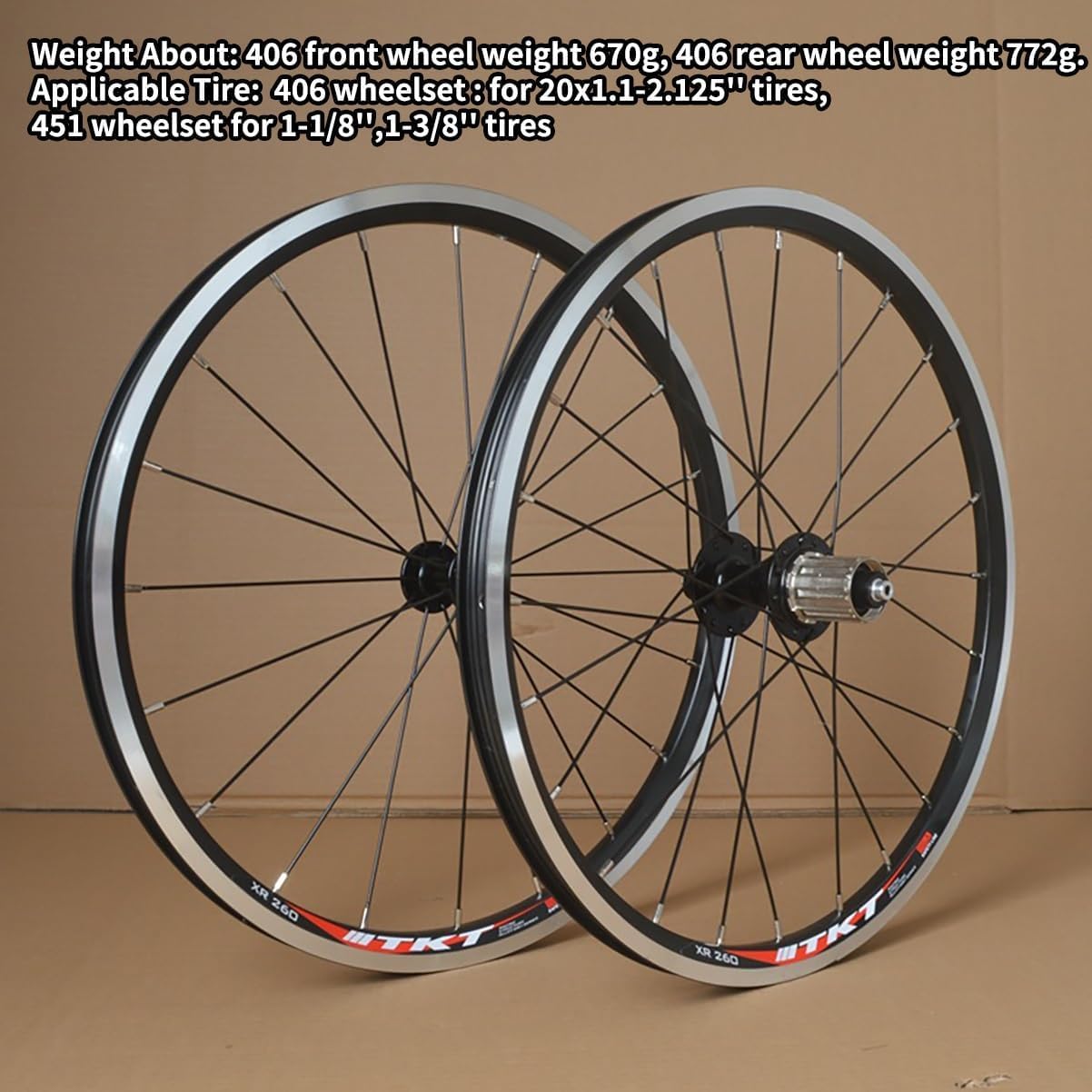 BMX Wheelelset 20 '' 406/451 V Składane motocykle hamulce felgi z przodu 74/100 mm tylne koła 130 mm szybkie wydawanie 20/20H Huby dla 7/8/9/10/11 Cassette FreeWheel, 406 Czarne, 74/130 mm