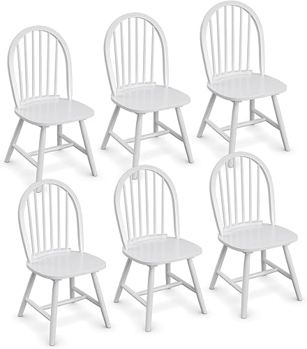 Miniatura 12 de POWERSTONE Juego de 6 sillas de comedor, sillas Windsor de madera con respaldo de husillo, silla de comedor de granja, silla de cocina, color roble