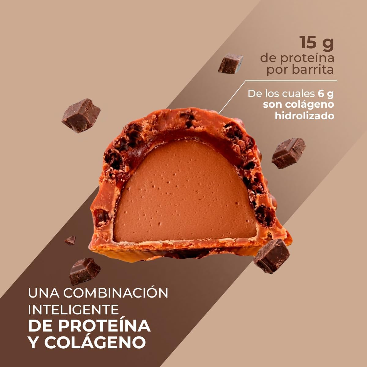 EPAPLUS Diet | Barritas Proteína con Colágeno | 30% Proteínas y 6g Colágeno por Barrita 50g | Sin Azúcares Añadidos | Fuente de Fibra | Triple chocolate | Pack 12 Unidades