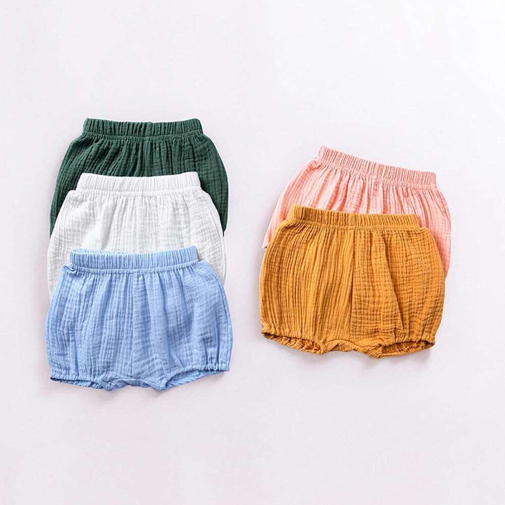 HAOLUKI Baby Girls Boys Bloomers Newborn Toddler Kids Unisex Cotton Linen Shorts Solid Color Cute PP Pants