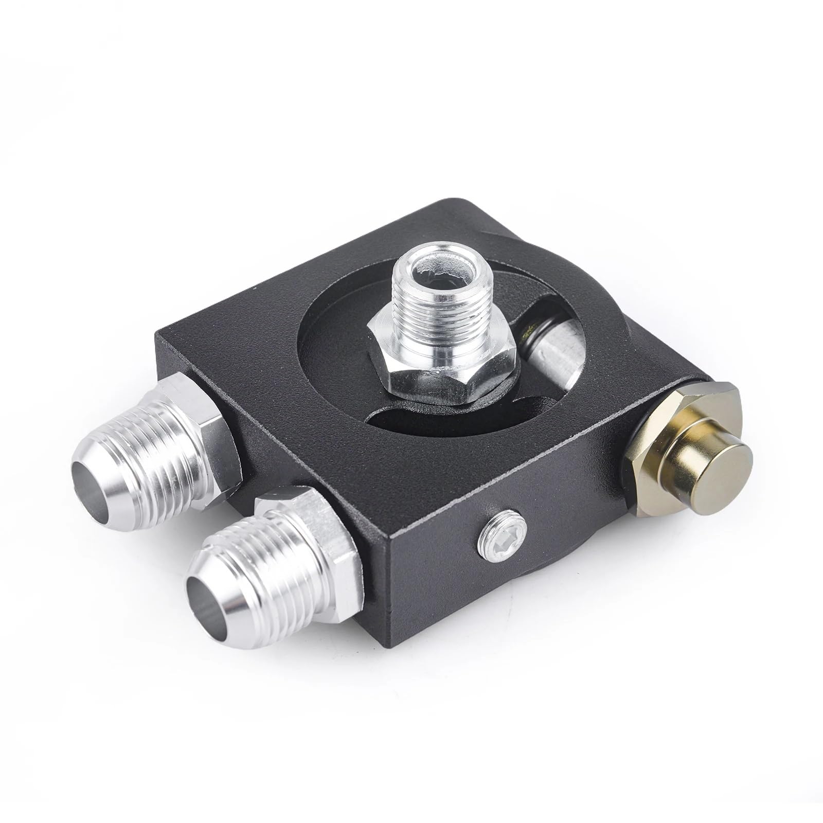 Adaptador Universal de Placa sándwich para Filtro de Aceite Cuadrado con termostato de 90 °C AN8/AN10, Adaptador de Enfriador de Aceite de Aluminio de 3/4"-16 UNF