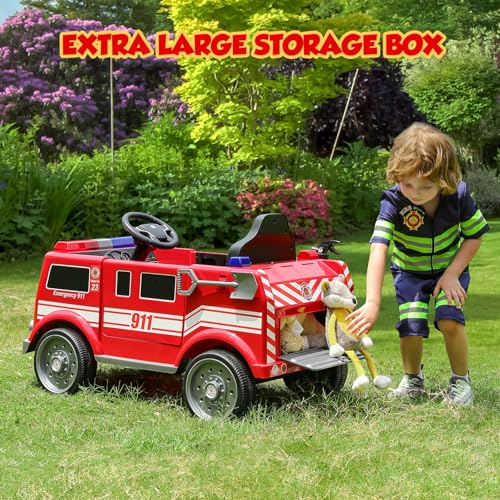 Elemara WJL014HON0X 12V7Ah Ride On Fire Truck, Electric Ride On Car For Kids,Battery Powered Toddler Car W/Parent Remote Control,Siren-Call,Walkie-Talkies thumb #5